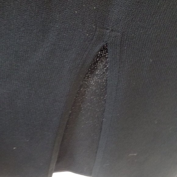 St. John 2 Piece Knit Black Jacket & Skirt Bright Gold Logo Buttons Size 14 - Picture 13 of 16